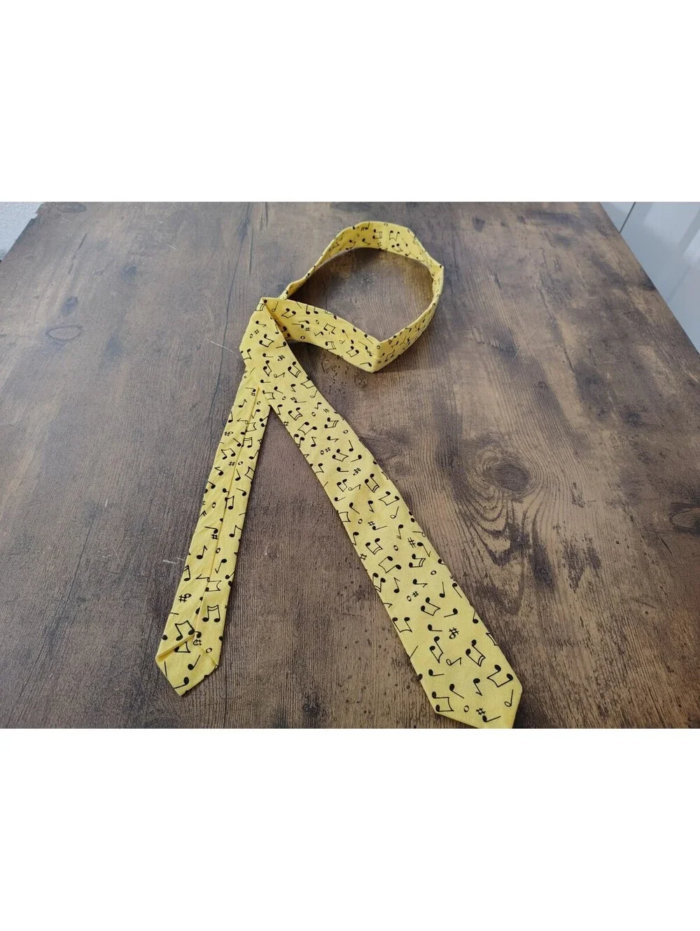 Vintage 80s Yellow music Note tie Punters Choice By Cadiss London